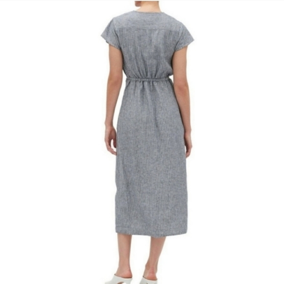 Banana Republic linen viscose blue white stripe faux wrap cap sleeve maxi sz6 - Picture 7 of 15